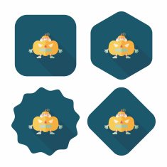 Pumpkin costume flat icon with long shadow eps10 N13