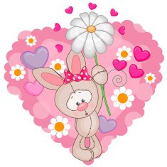 Rabbit with hearts and flower