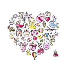 Heart shape design with toys for baby girl