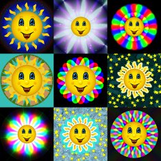Set of happy bloom sun textures