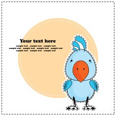 Blue cockatoo parrot greeting card vector illustration