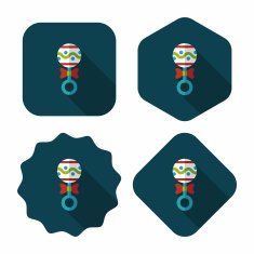 baby rattle flat icon with long shadow EPS 10 N82