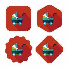 Pram flat icon with long shadow eps10 N41
