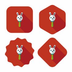 baby Rattle flat icon with long shadow eps10 N127