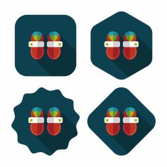 baby booties flat icon with long shadow N36