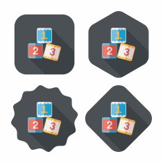 123 blocks flat icon with long shadow eps10 N20