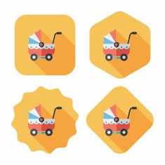 Pram flat icon with long shadow eps10 N42