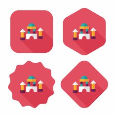 brick house flat icon with long shadow N54