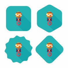baby rattle flat icon with long shadow EPS 10 N83