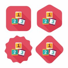 123 blocks flat icon with long shadow eps10 N21