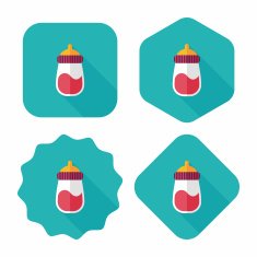 Baby bottle flat icon with long shadow EPS 10 N42