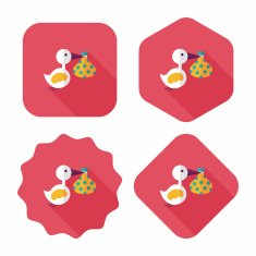 bird and baby flat icon with long shadow eps10 N21