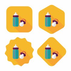 Baby bottle flat icon with long shadow EPS 10 N43