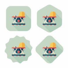 Baby walker flat icon with long shadow eps10 N42