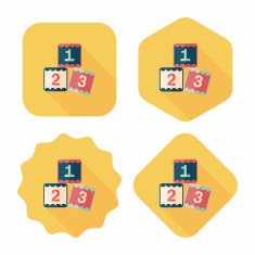 123 blocks flat icon with long shadow eps10 N22