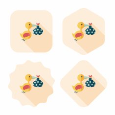 bird and baby flat icon with long shadow eps10 N22
