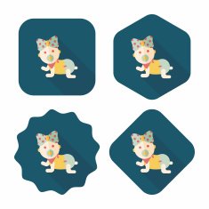 baby Rattle flat icon with long shadow eps10 N141