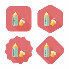 Baby bottle flat icon with long shadow EPS 10 N45
