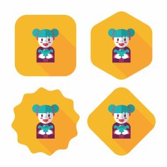 Chinese New Year girl flat icon with long shadow eps10 N62
