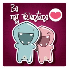 Valentine's card with cute monsters and a message vector N3