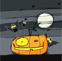 halloween pumpkin and bats