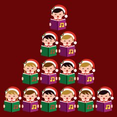 Caroling with Christmas tree