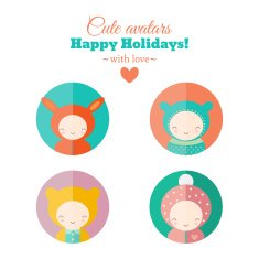 Vector set of holiday carnival avatars N3
