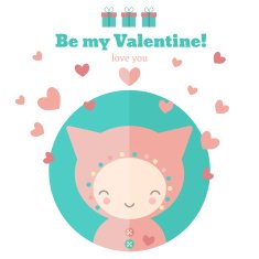 Card with cute child for Valentines day N3