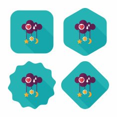 baby rattle flat icon with long shadow EPS 10 N90
