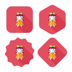 girl doll toy flat icon with long shadow eps 10 N57