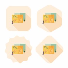 crayons flat icon with long shadow eps10 N27