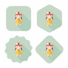 girl doll toy flat icon with long shadow eps 10 N58