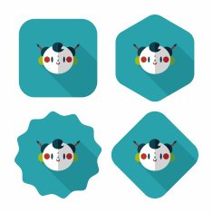 Chinese New Year boy flat icon with long shadow eps10 N39
