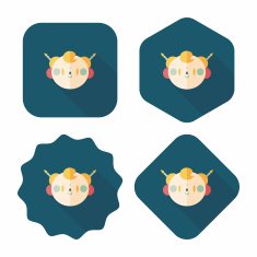 Chinese New Year boy flat icon with long shadow eps10 N42