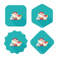 Parents and child shopping flat icon with long shadow eps10 N16