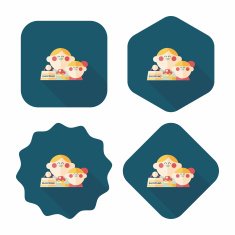 Parents and child shopping flat icon with long shadow eps10 N17