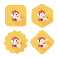 Pet cat and boy friendship flat icon eps10 N4