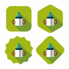 Baby bottle flat icon with long shadow EPS 10 N46
