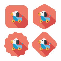 toy dog flat icon with long shadow eps 10 N32