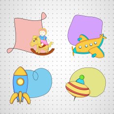 Beautiful four toys on stylish frame