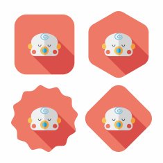 baby boy flat icon with long shadow N2