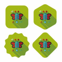 Butterfly music toy flat icon with long shadow eps10 N11