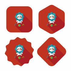 lion toy flat icon with long shadow eps10 N10