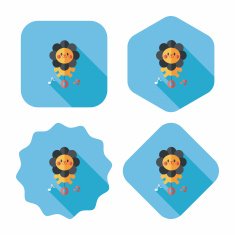 lion toy flat icon with long shadow eps10 N11