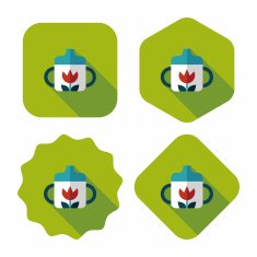 Baby bottle flat icon with long shadow EPS 10 N48