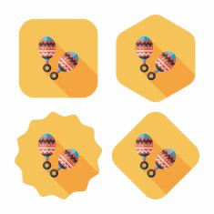 baby rattle flat icon with long shadow EPS 10 N94