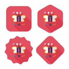 Butterfly music toy flat icon with long shadow eps10 N13
