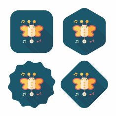Butterfly music toy flat icon with long shadow eps10 N14