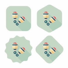 baby rattle flat icon with long shadow EPS 10 N98
