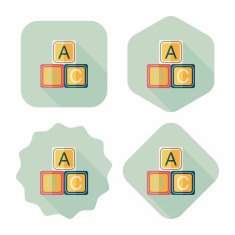 ABC blocks flat icon with long shadow EPS 10 N26